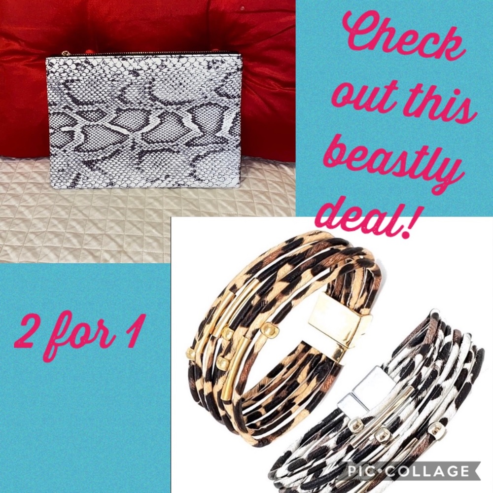 🐆Beastly Bundle!! Cosmetic Bag and bracelet!
